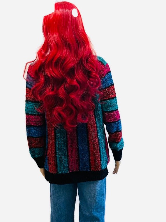 90s Colorful Striped, Chenille Sweater,  Vintage … - image 4