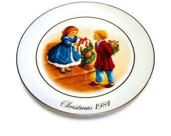 Vintage Avon Collector Plate, Natale1984, Quarta edizione, 22k Gold Trim, Ricordi di Natale, Con regalo donare tra un ragazzo e una ragazza