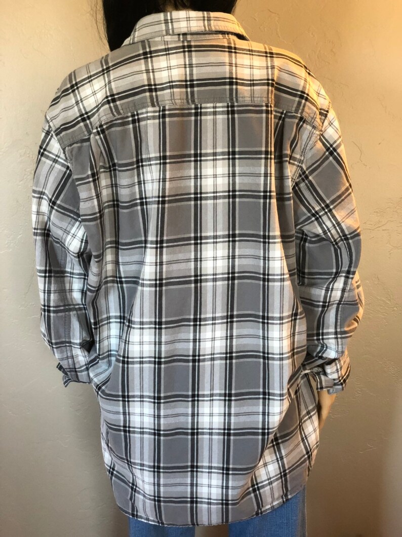 Vintage Faded Glory Men's XL 46-48 Gray plaid shirt long | Etsy