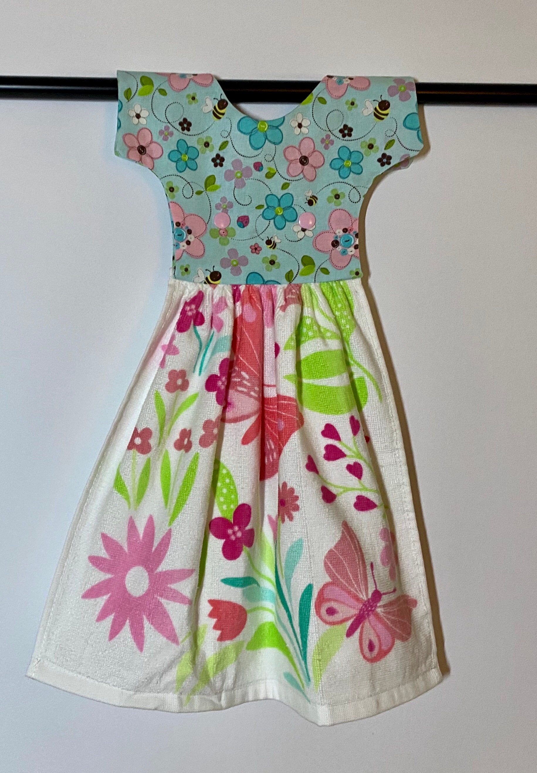 Floral Kitchen Towel Dress, Floral Oven Door Towel, Flowers Kitchen