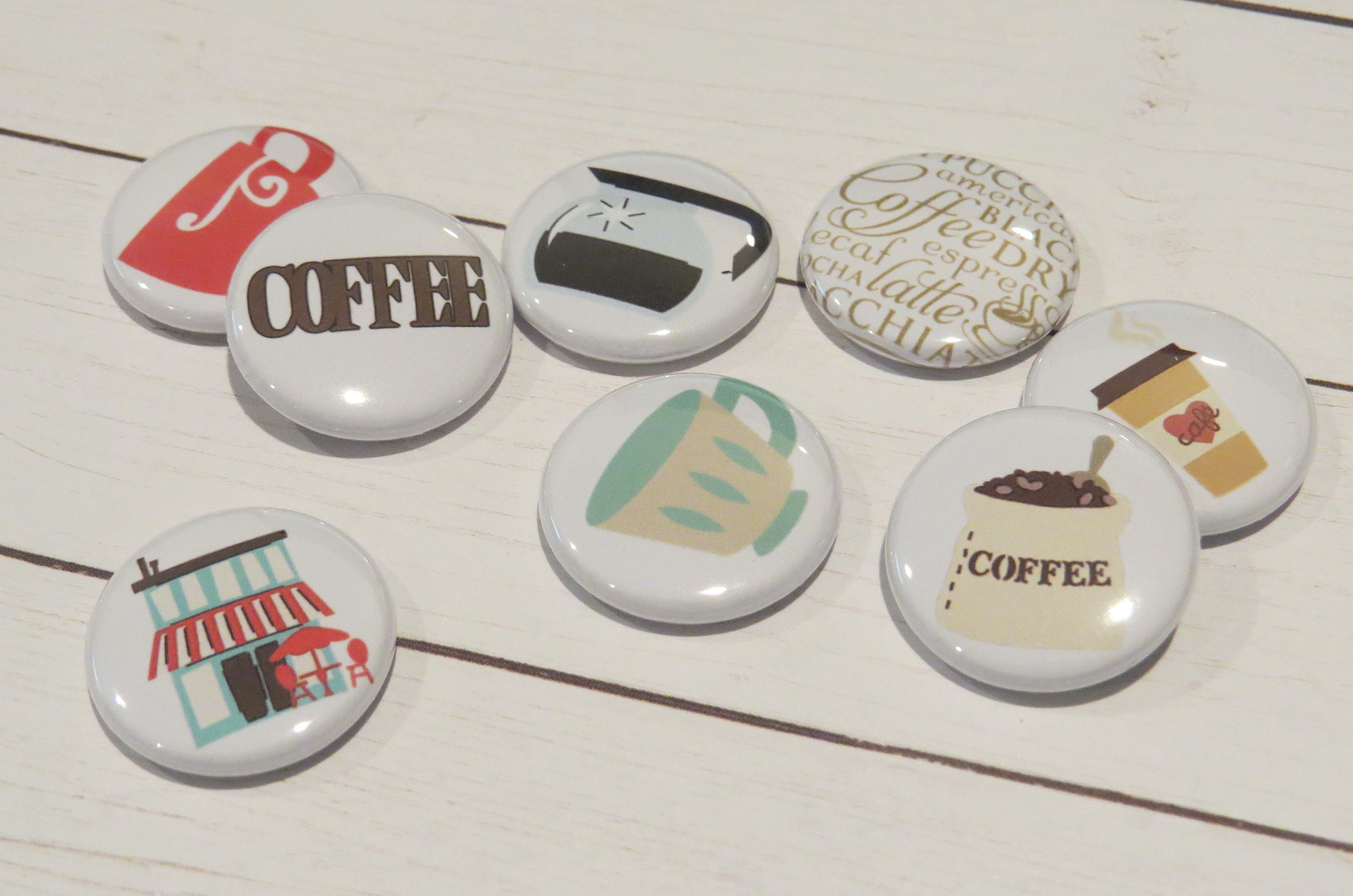 Coffee Flair Buttons Set of 8 1 Inch Coffee Shop Bag of Etsy UK