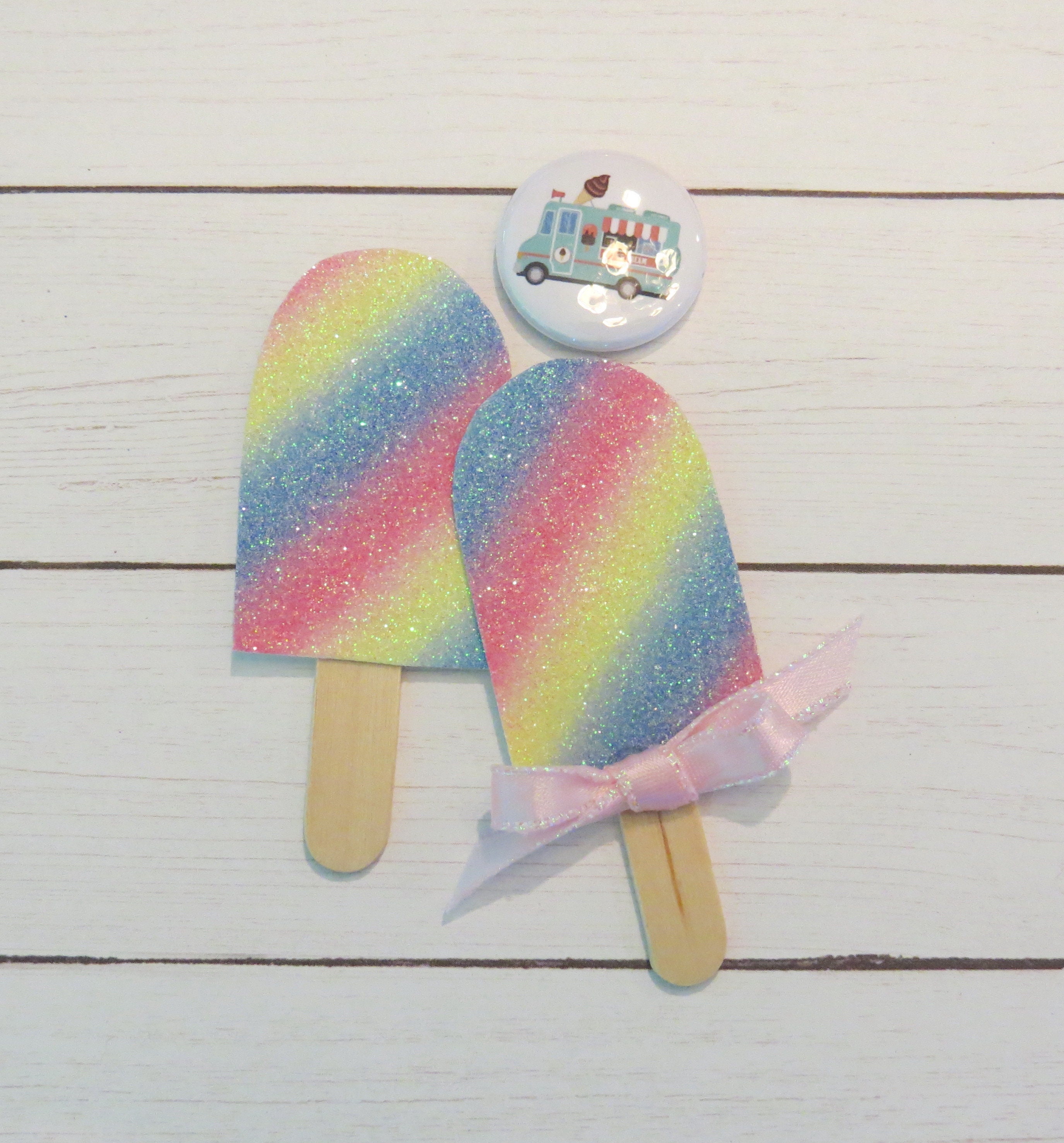 Rainbow Popsicle and Ice Cream Truck Flair Scrapbook Embellishments