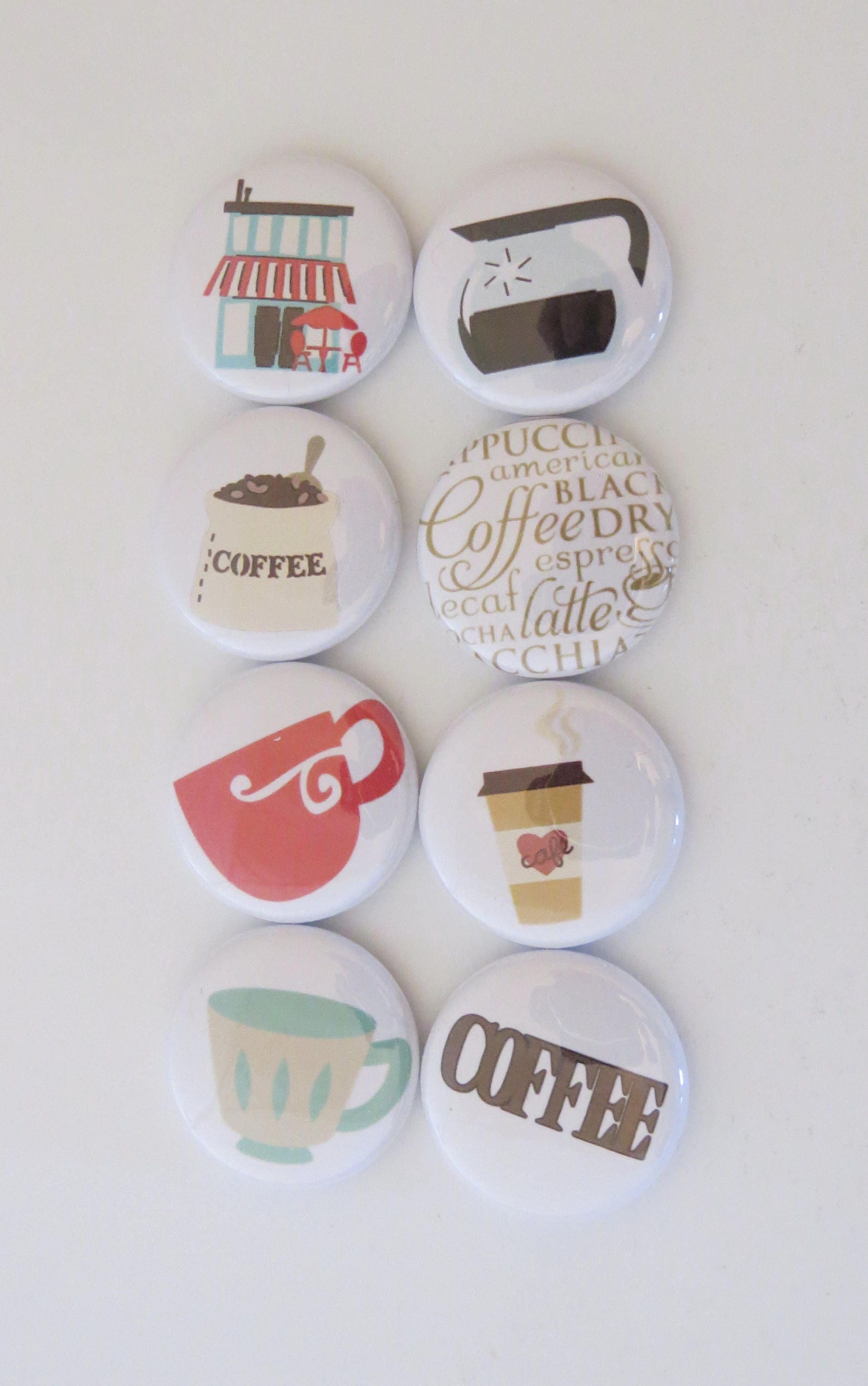 Coffee Flair Buttons Set of 8 1 Inch Coffee Shop Bag of Etsy UK