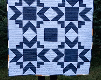 Sojourn Baby Quilt- Baby boy blanket- Blue baby blanket