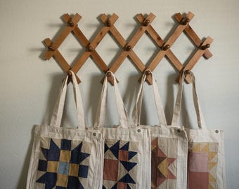 Quilt Block Everything Tote | Handmade Quilted Tote Bag | Market and Grocery Bag
