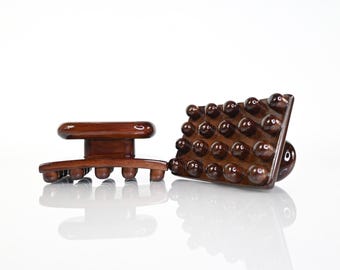 Set of 2 Wood Therapy Mushrooms for Maderoterapia Body Sculpting - Colombian Pine Massage Tools