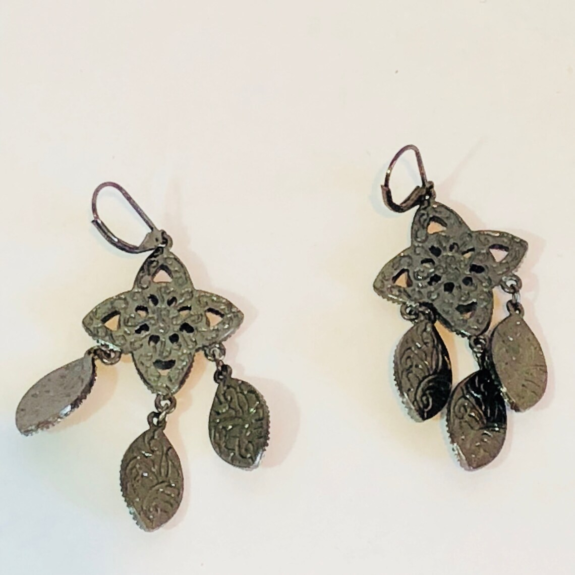 Retro Vintage Drop Dangle Earrings With Green Rhinestones Etsy India