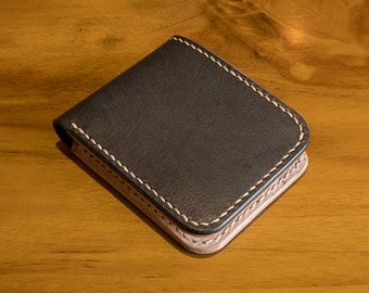 Black Vegetable Tanned Leather, Wallet for Men, Full Grain Leather. Handstitched, Handmade, Handcrafted, Durable, High Quality Man Bifold