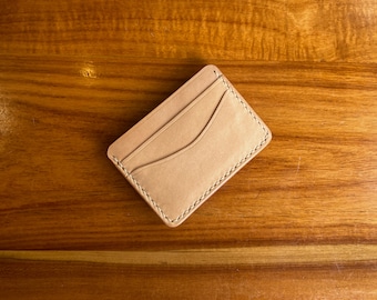 Natural Vegetable Tanned Card Holder, Full Grain Leather, Cowhide, Card Wallet, Patina, Veg Tan, Durable, Men Fashion, Gift for Men