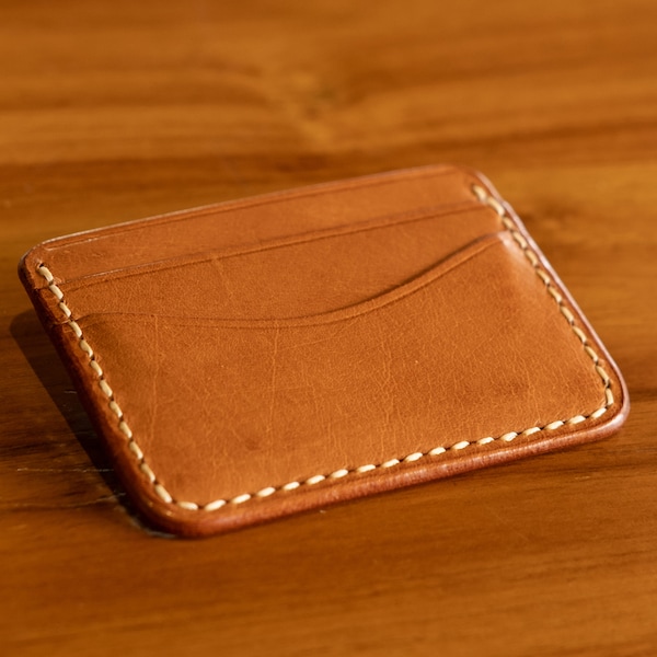 Brown Vegetable Tanned Card Holder, Full Grain Leather, Cowhide, Card Wallet, Patina, Veg Tan, Durable, Men Fashion, Gift for Men