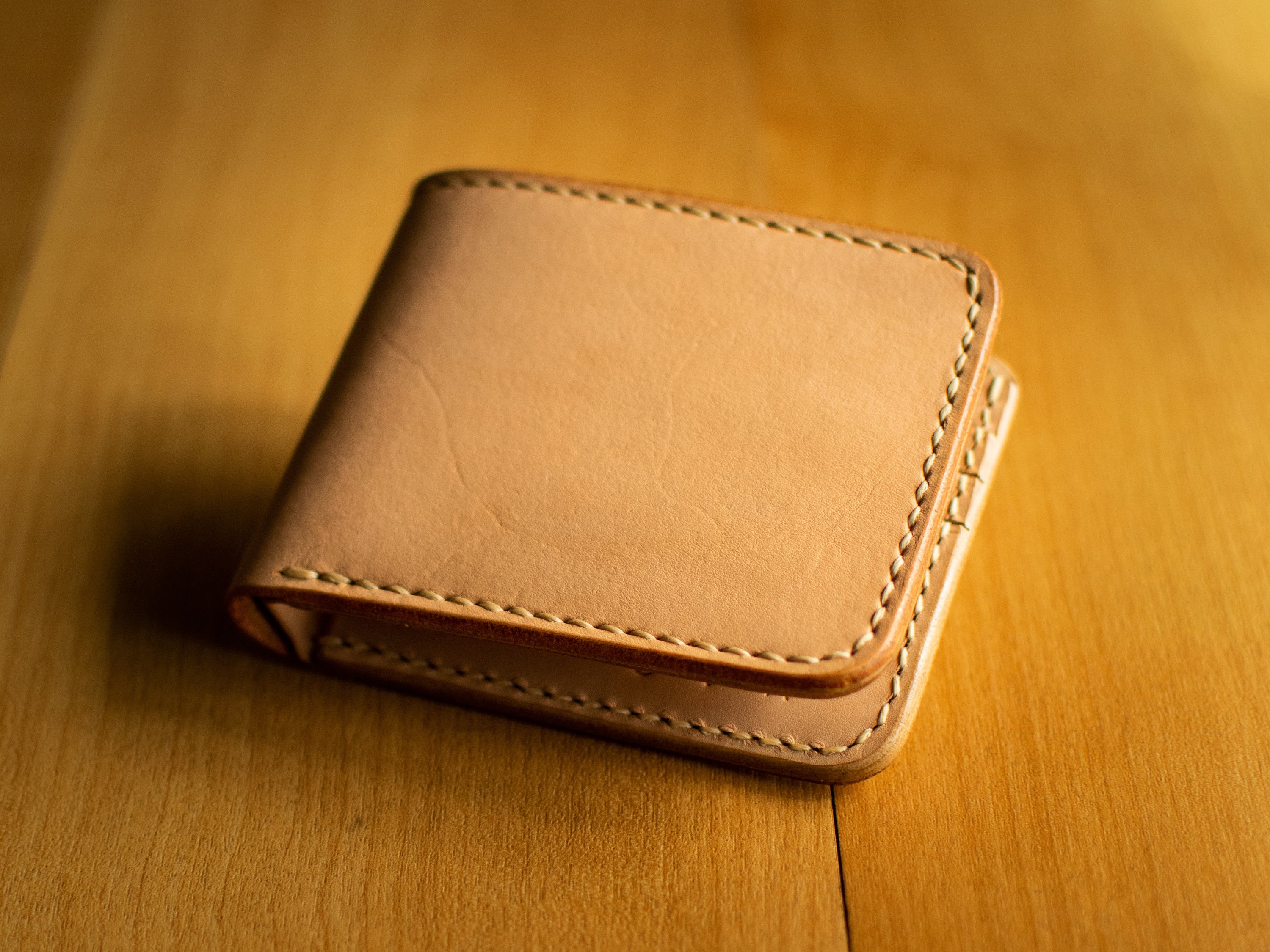 Natural Vegetable Tanned Leather Wallet Bifold Wallet -  Norway