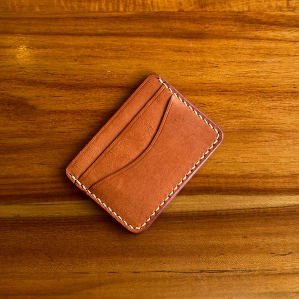 Brown Vegetable Tanned Card Holder, Full Grain Leather, Cowhide, Card Wallet, Patina, Veg Tan, Durable, Men Fashion, Gift for Men