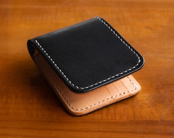 Black Vegetable Tanned Leather Wallet, Bifold Wallet, Handmade, Full Grain, Durable, Veg Tan, Vegetable Tanned Gift for Man