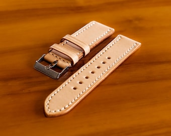 Natural Vegetable Tanned Watch Strap, Watch Band, Handmade, Handcrafted, Full Grain Leather, Veg Tan Leather Strap, 18mm 20mm 22mm