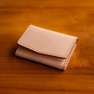 Natürlich pflanzlich gegerbtes Leder Portemonnaie, Kartenetui, handgemacht, vollnarbig, kompakt, echt, Veg Tan, Vegtanned, kleines Brieftaschengeschenk für Männer