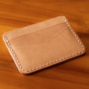 Tarjetero de curtido vegetal natural, piel de vacuno de plena flor, tarjetero pequeño, pátina, curtido vegetal, duradero, moda masculina, regalo para hombre.