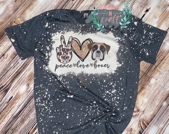 Peace Love Boxer Unisex Tee, Boxer Shirt, I Love Boxers, Boxer Mom, Boxer Dad, Boxer Life, Boxer Gifts