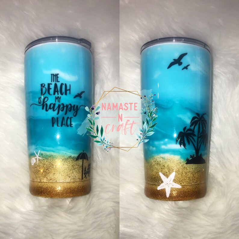 The Beach is My Happy Place Tumbler Custom Beach Tumbler Etsy