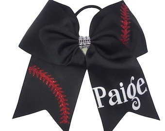 Personalized Softball Hair Bow - 7" Grosgrain Ribbon Bow, Team Colors