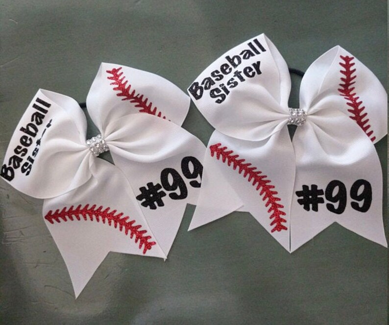 Baseball Sister Bow With Number / Baseball Bows / Custom Etsy