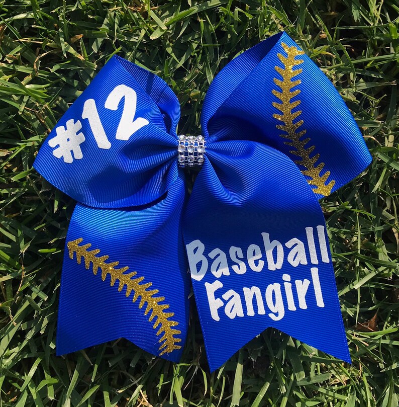 Baseball Fangirl Bow with Number / Baseball Bows / Custom Etsy