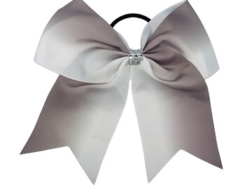 Gray Ombre Hair Bow: Personalized Grosgrain Ribbon Ponytail Holder