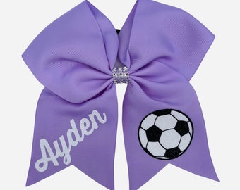 Custom Soccer Hair Bow: Personalized Team Colors, Grosgrain Ribbon