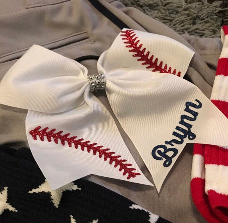 Softball Bow with Name / Softball Bows / Custom Softball Bows Etsy