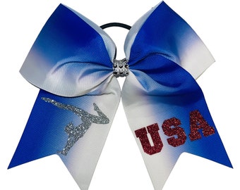 Blue Ombre Cheer Bow: Personalized Sport Hair Accessory