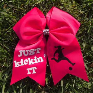 Just Kickin It Soccer Hair Bows - Fun and Practical Accessory for Players and Fans - Personalized Bows in Your Team Colors - Perfect Gift