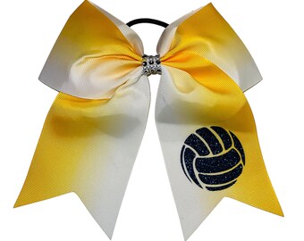 Ombre Volleyball Hair Bow: 3" Grosgrain Ribbon Ponytail Holder