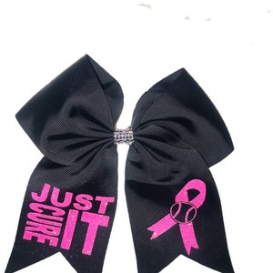 Pink Ribbon Softball Hair Bows - Support Breast Cancer Awareness on the Field - Portion of Proceeds Donated to Breast Cancer Research
