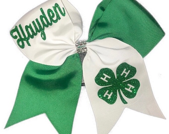 4H Bow/Personalized 4H Bows/Custom 4H Bows/Girl Scout/Hair Bows/Personalized Bows