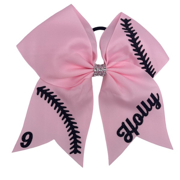 Softball Bow with Name & Number | Softball Bows | Custom Softball Bows | Softball Bow | Hair Bows/Personalized Bows