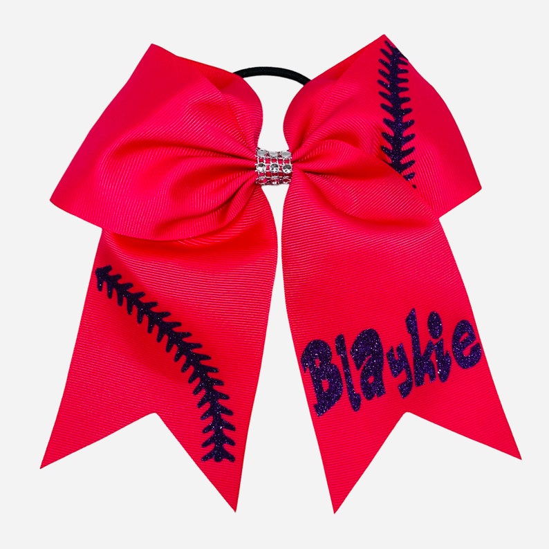 Softball Bow With Name / Softball Bows / Custom Softball Bows Etsy