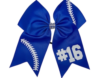 Softball Bow with Number | Softball Bows | Custom Softball Bows | Softball Bow | Hair Bows/Personalized Bows
