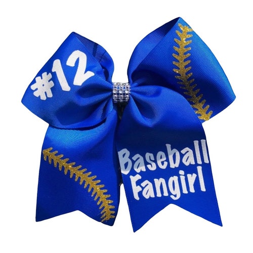 Baseball Fangirl Bow With Number / Baseball Bows / Custom Etsy