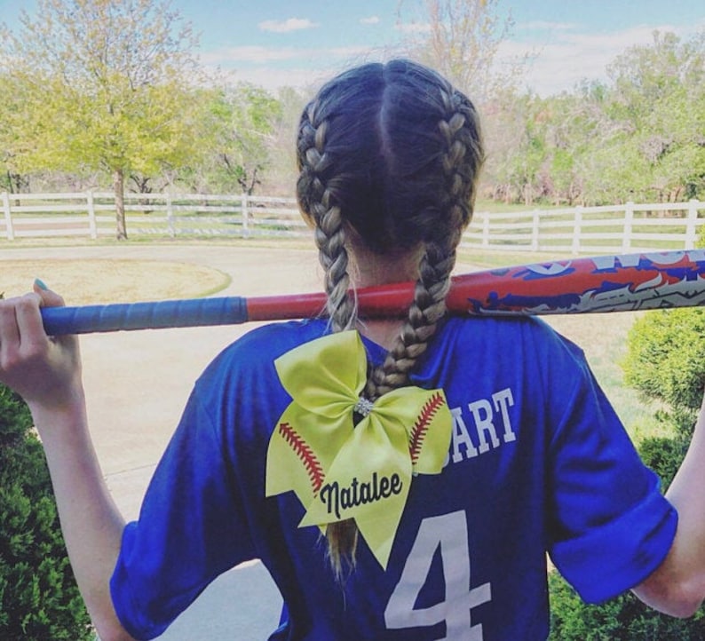 Softball Bow With Name and Softball Bows Custom Softball Etsy