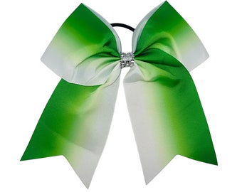 Green Ombre Hair Bow: Handcrafted Grosgrain Ribbon Ponytail Holder