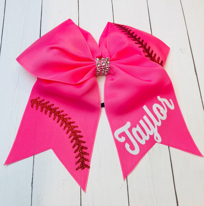 Softball Bow with Name / Softball Bows / Custom Softball Bows Etsy