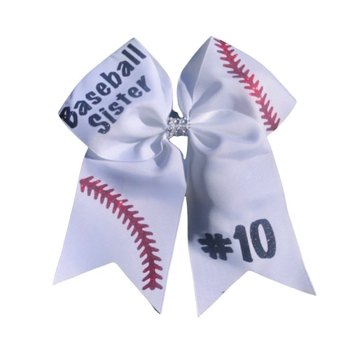 Baseball Fangirl Bow With Number / Baseball Bows / Custom Etsy