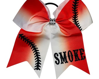 Red Ombre Hair Bow: Personalized Sport Ponytail Holder