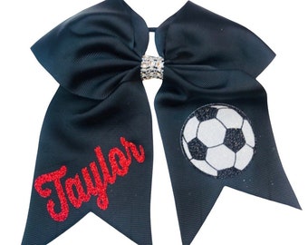 Soccer Bow with Name / Soccer Bows / Custom Soccer Bows / Soccer Bow / Hair Bows/Personalized Bows