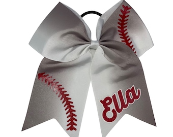 Softball Bow Gray Ombre | Softball Bows | Custom Softball Bows | Softball Bow | Hair Bows/Personalized Bows