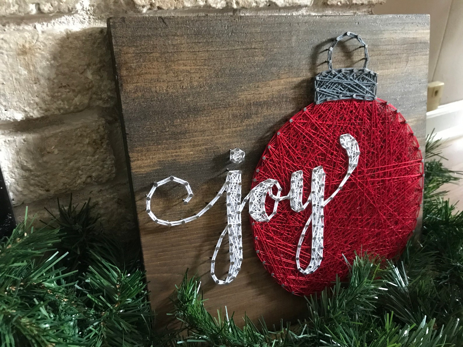 Joy string art christmas wall decor wood sign nail art Etsy