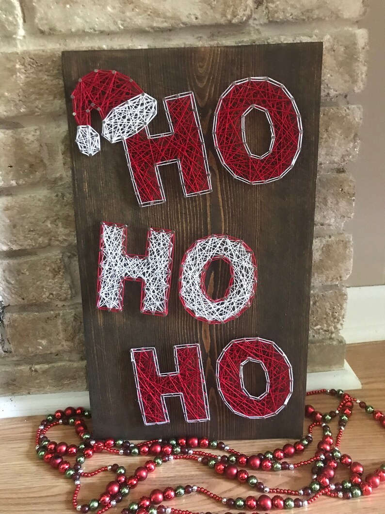 Ho Ho Ho string art wood sign Christmas decor Santa wood | Etsy