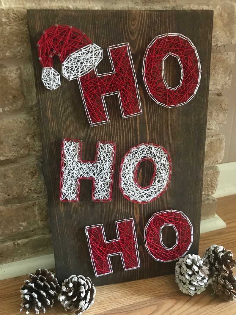 Ho Ho Ho string art wood sign Christmas decor Santa wood | Etsy