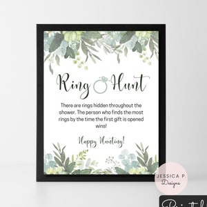 Bridal Shower Games, Bridal shower game, bridal shower sign, ring hunt, find the rings game, bridal shower, bachelorette party