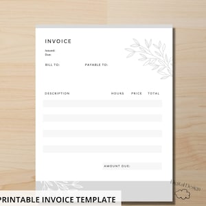 INVOICE TEMPLATE, printable invoice, business invoice, small business invoice, printable business invoice, billing template