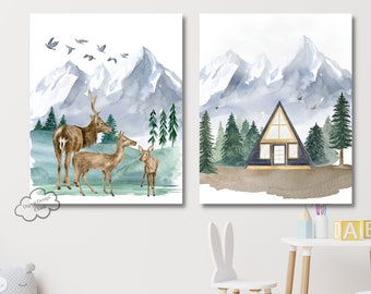woodland nursery wall art, nursery prints, instant download, camp woodland, nursery decor, forest nursery, woodland nursery art